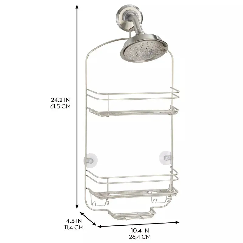 IDesign Weston Satin Silver Finish Metal Hanging Shower Caddy