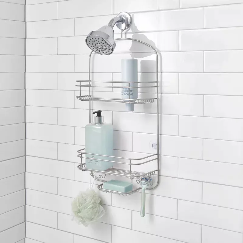 IDesign Weston Satin Silver Finish Metal Hanging Shower Caddy