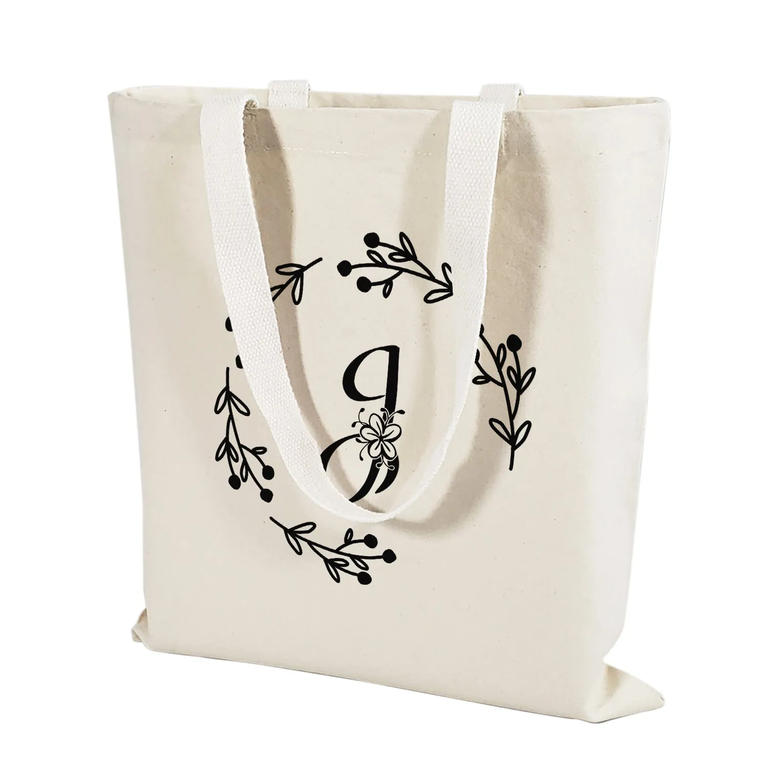 ''J'' Letter Initial Canvas Tote Bag - Initials Bags