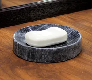 Kleo Natural Stone Soap Dish Holder Black Bath Accessory Bathroom or Wash Basin