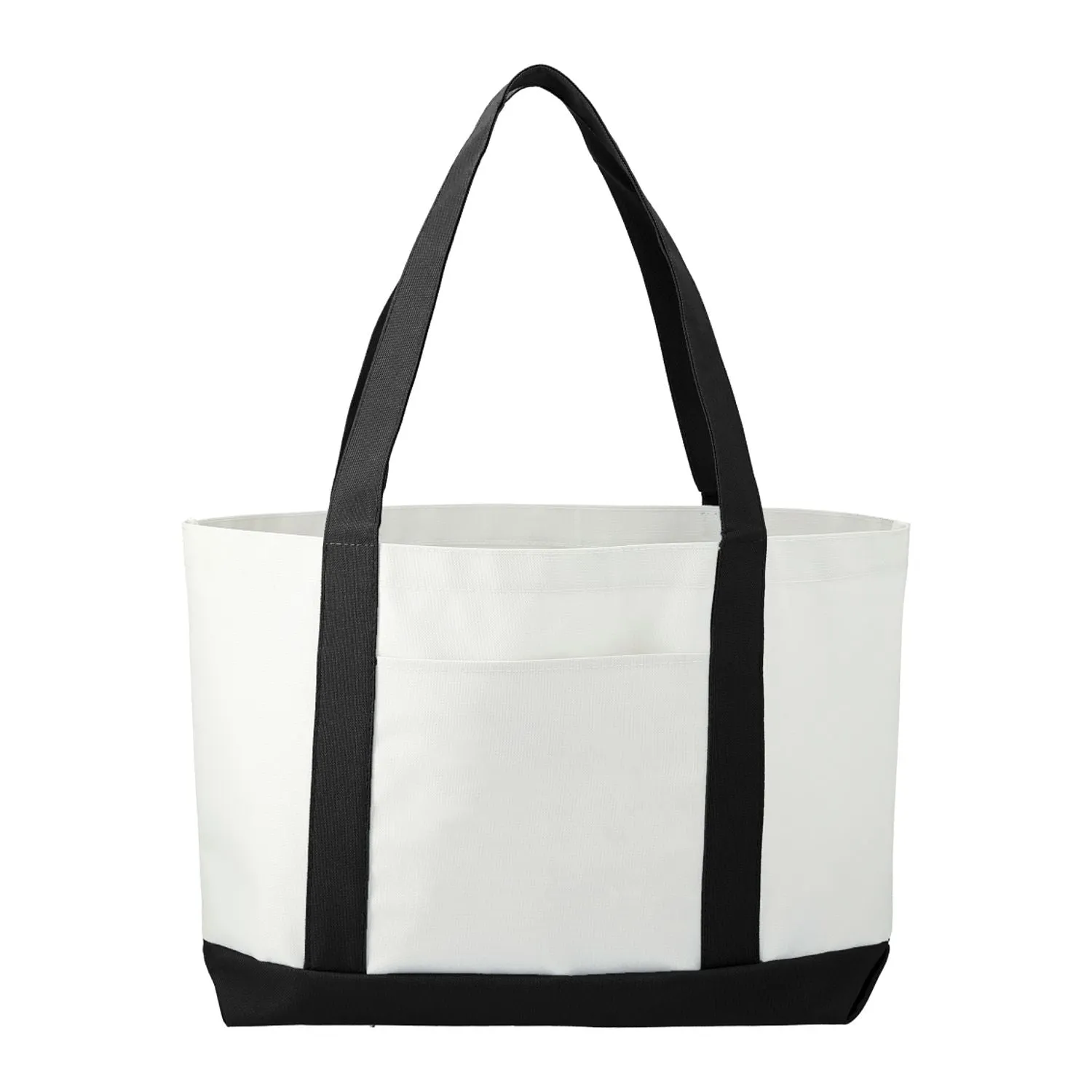 Large Canvas Boat Tote - White/Black