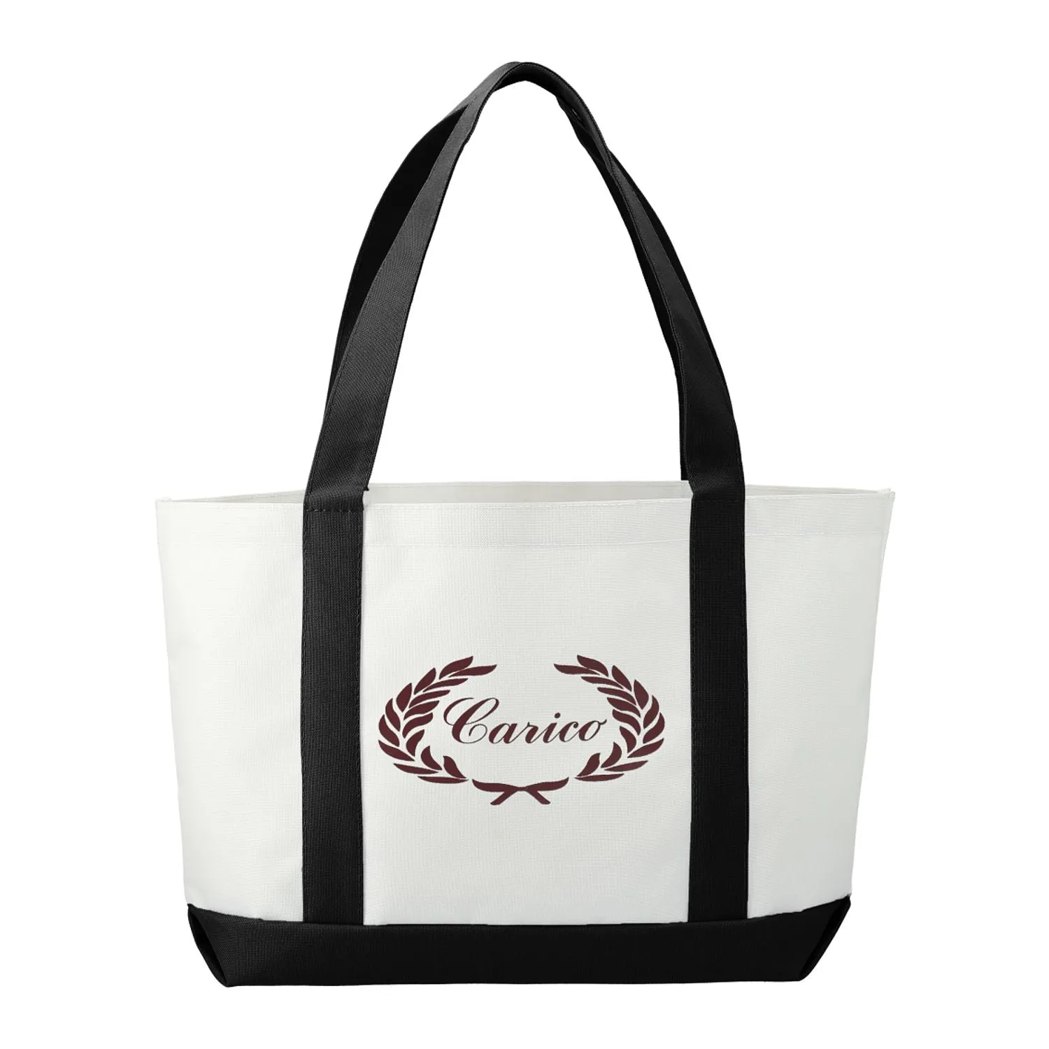 Large Canvas Boat Tote - White/Black