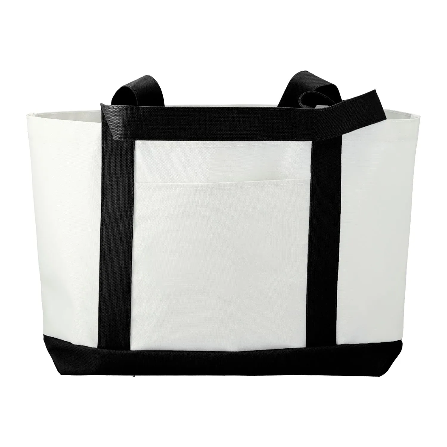 Large Canvas Boat Tote - White/Black