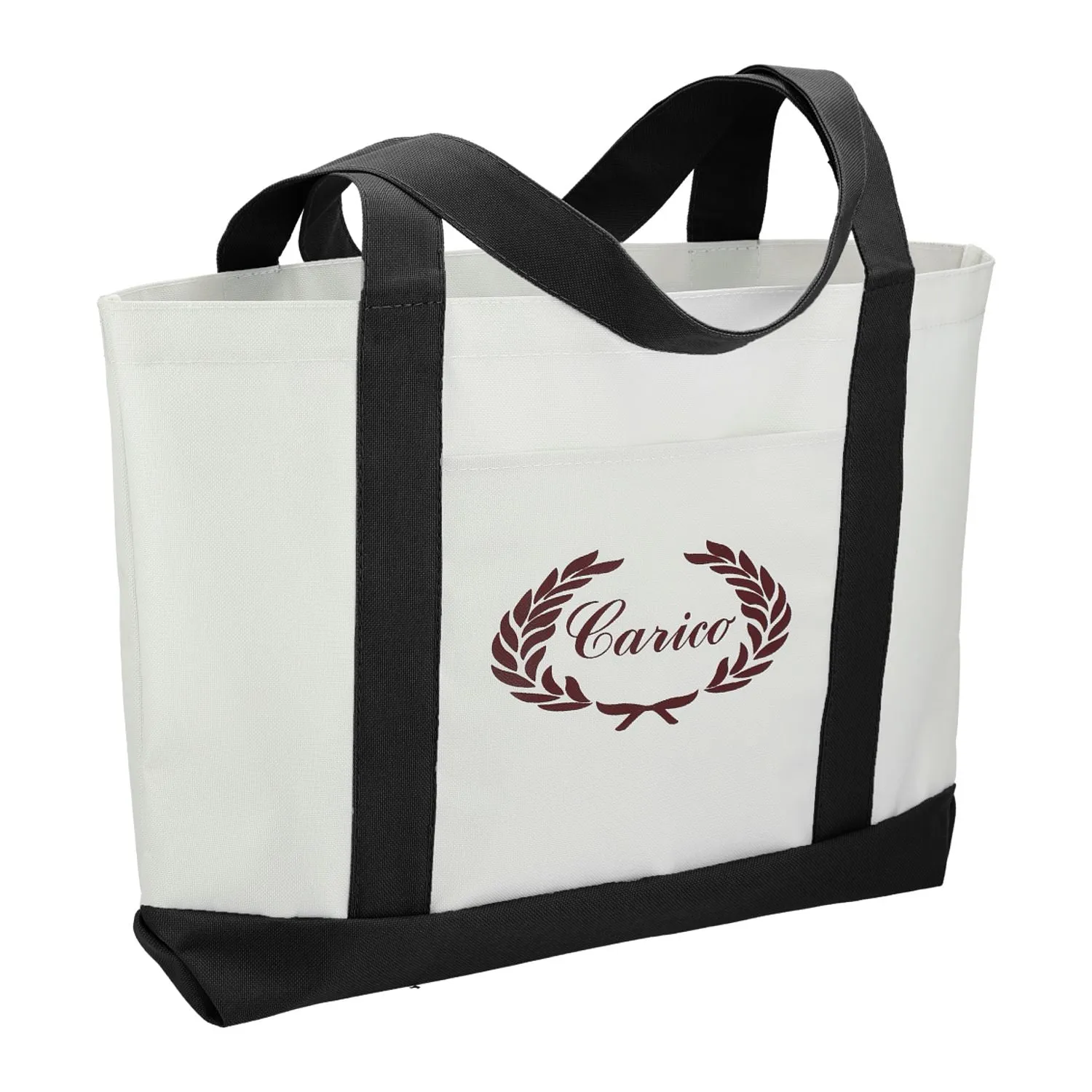 Large Canvas Boat Tote - White/Black