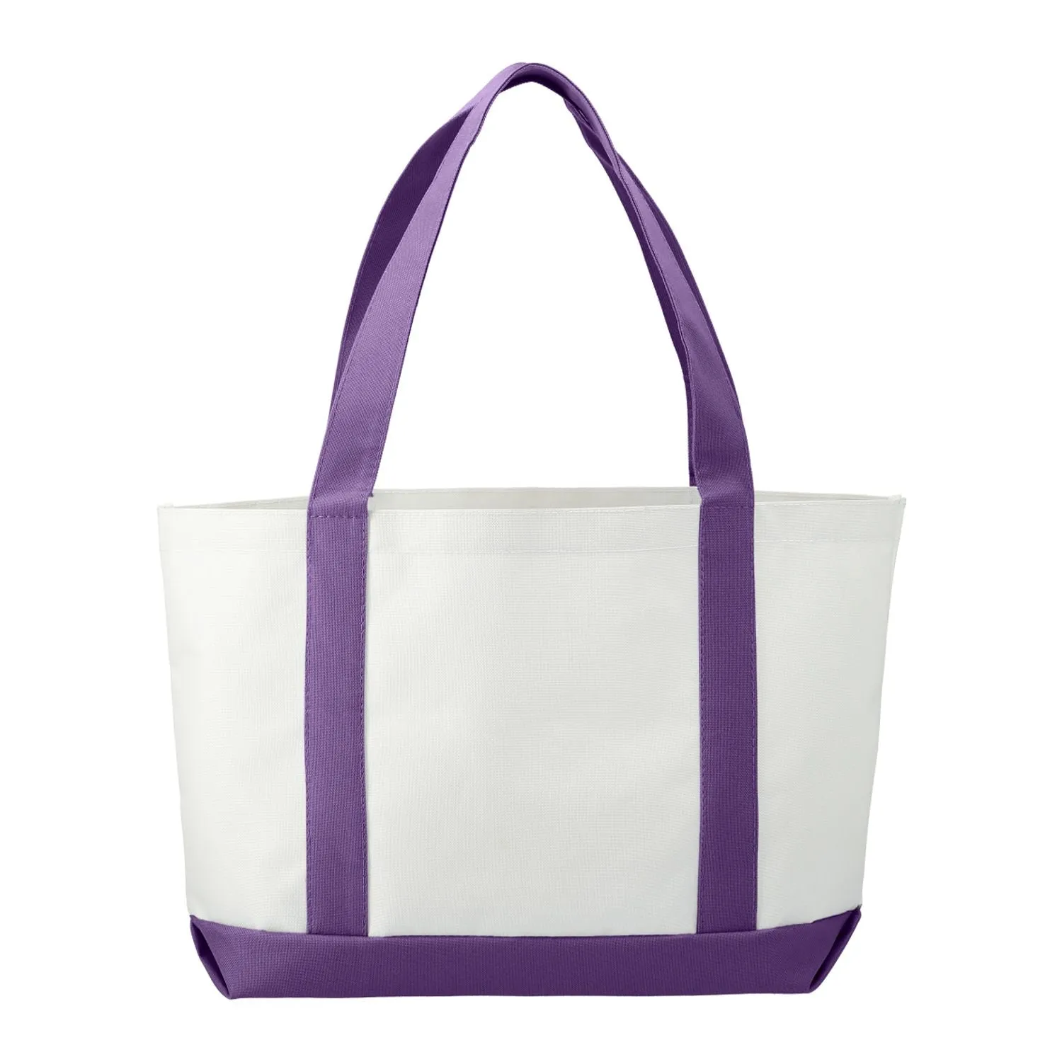 Large Canvas Boat Tote - White/Purple