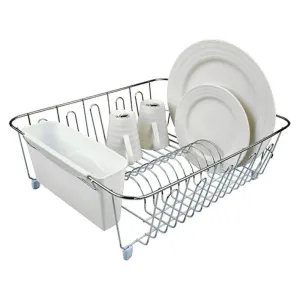 Large Chrome Plated Dish Rack White