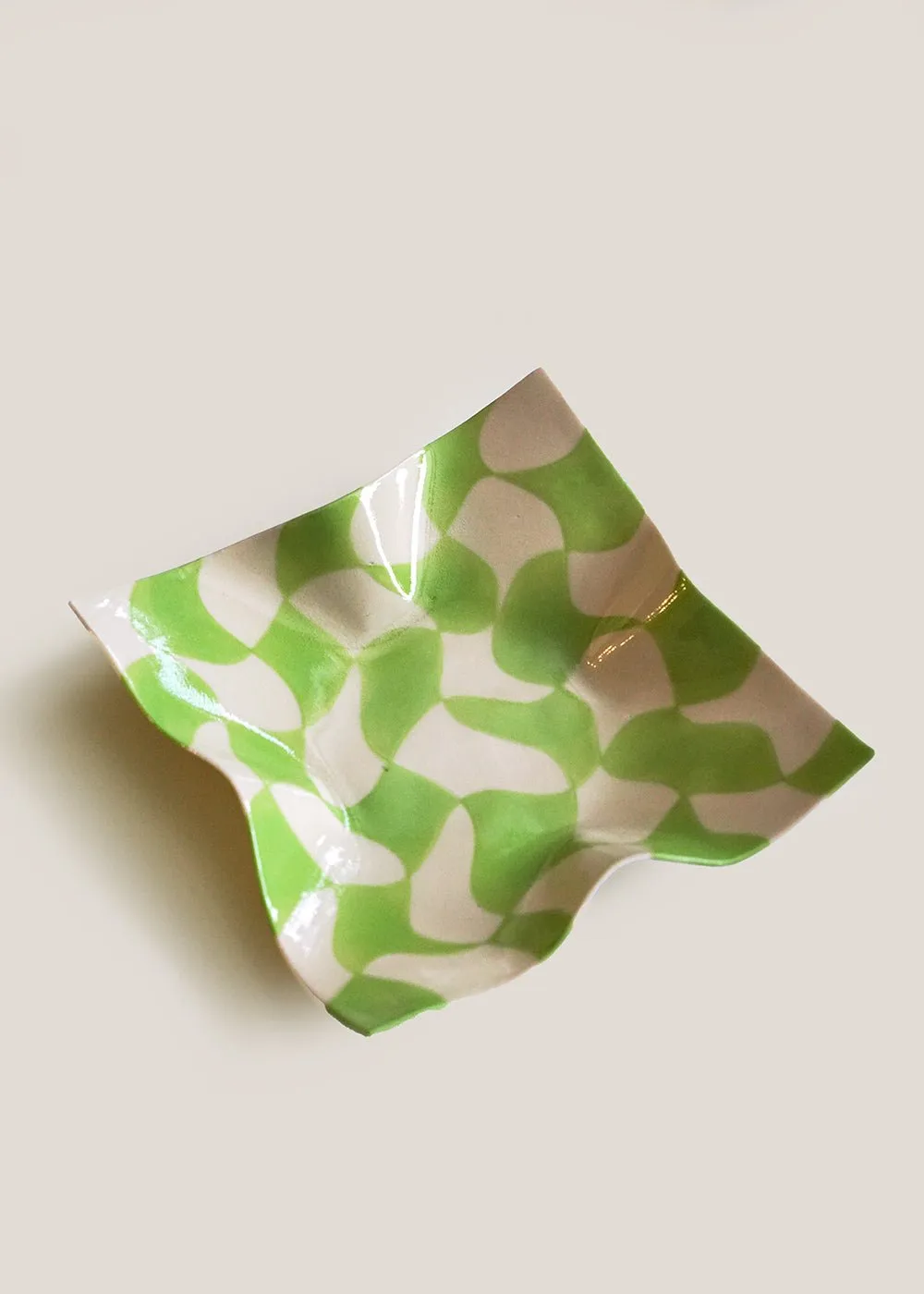 Lime Green Small Wavy Handkerchief Dish