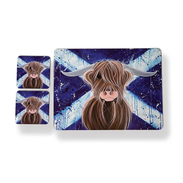 McMoo Highlander Tablemat & Coaster Set (set of 4) ( TMSETHIG )