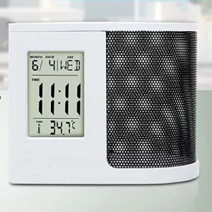 MEENAMART.COM Plastic Digital Clock with Tumbler, Stationary Holder and Slide Out Drawers, White