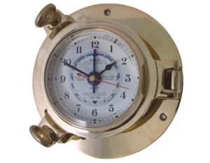 Meridian Zero Small Porthole Tide Clock - Brass - 3"/76mm Face