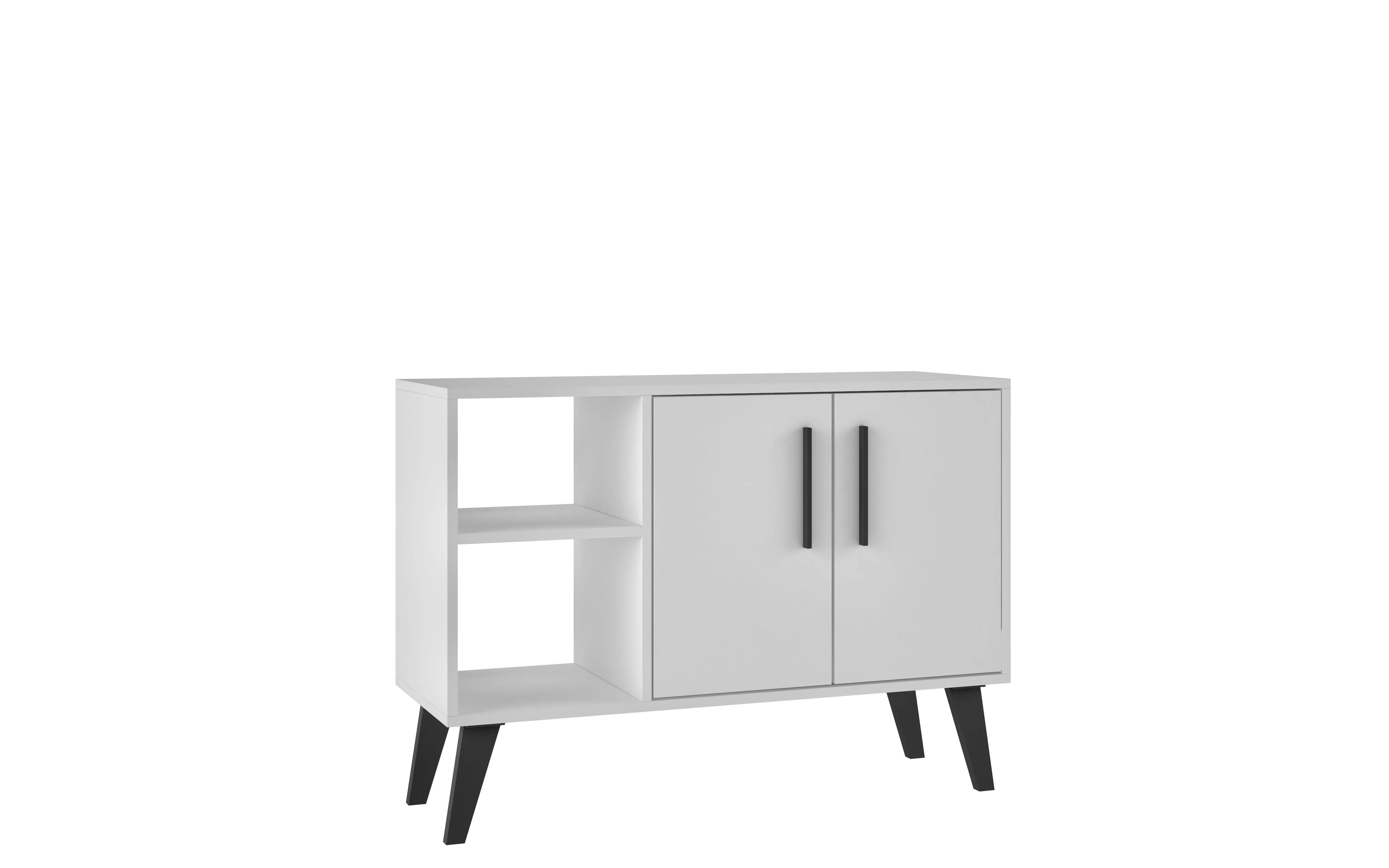 Mid-Century- Modern Amsterdam 35.43" Sideboard with 4 Shelves in White