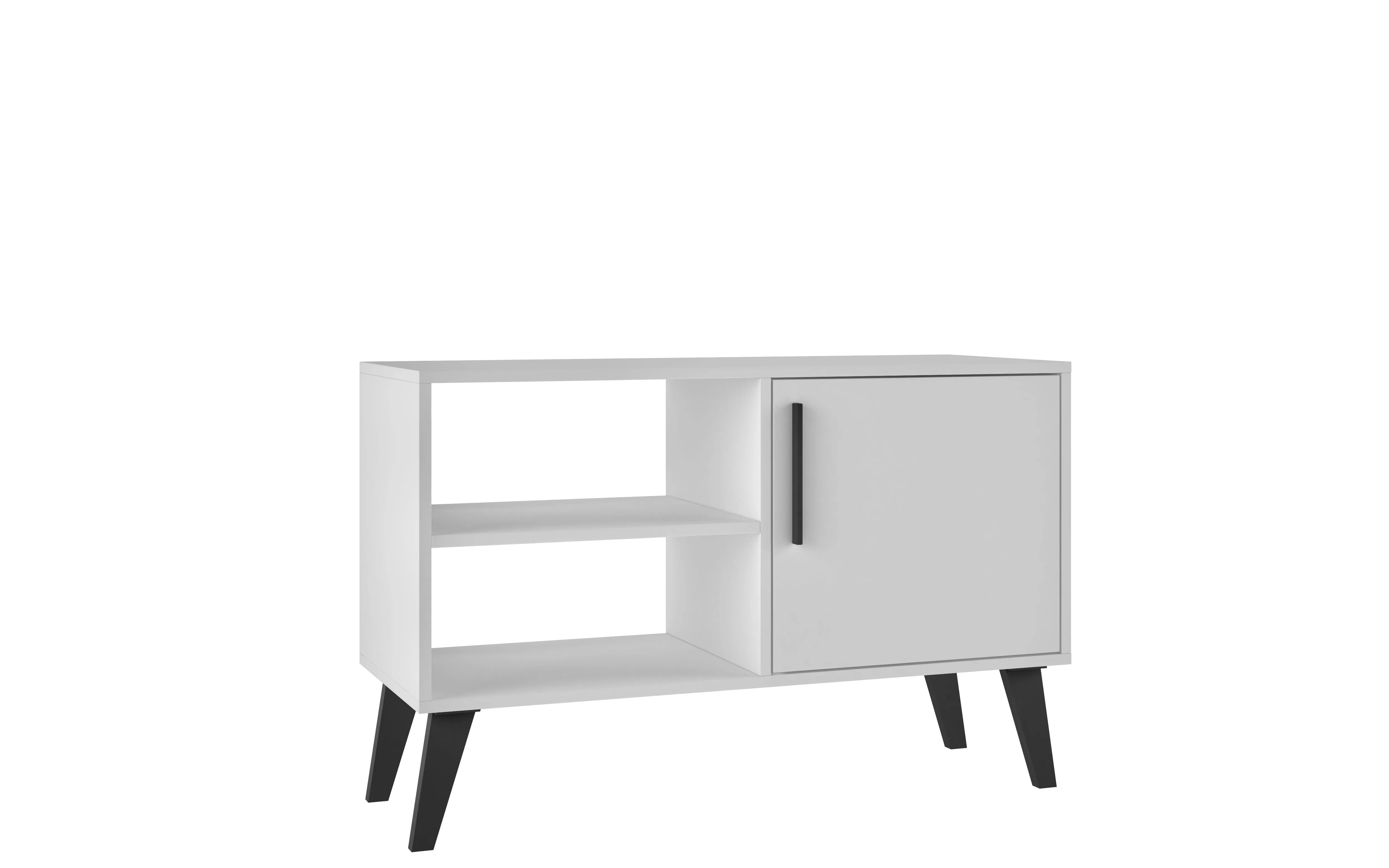 Mid-Century- Modern Amsterdam 35.43" TV Stand with 3 Shelves in White