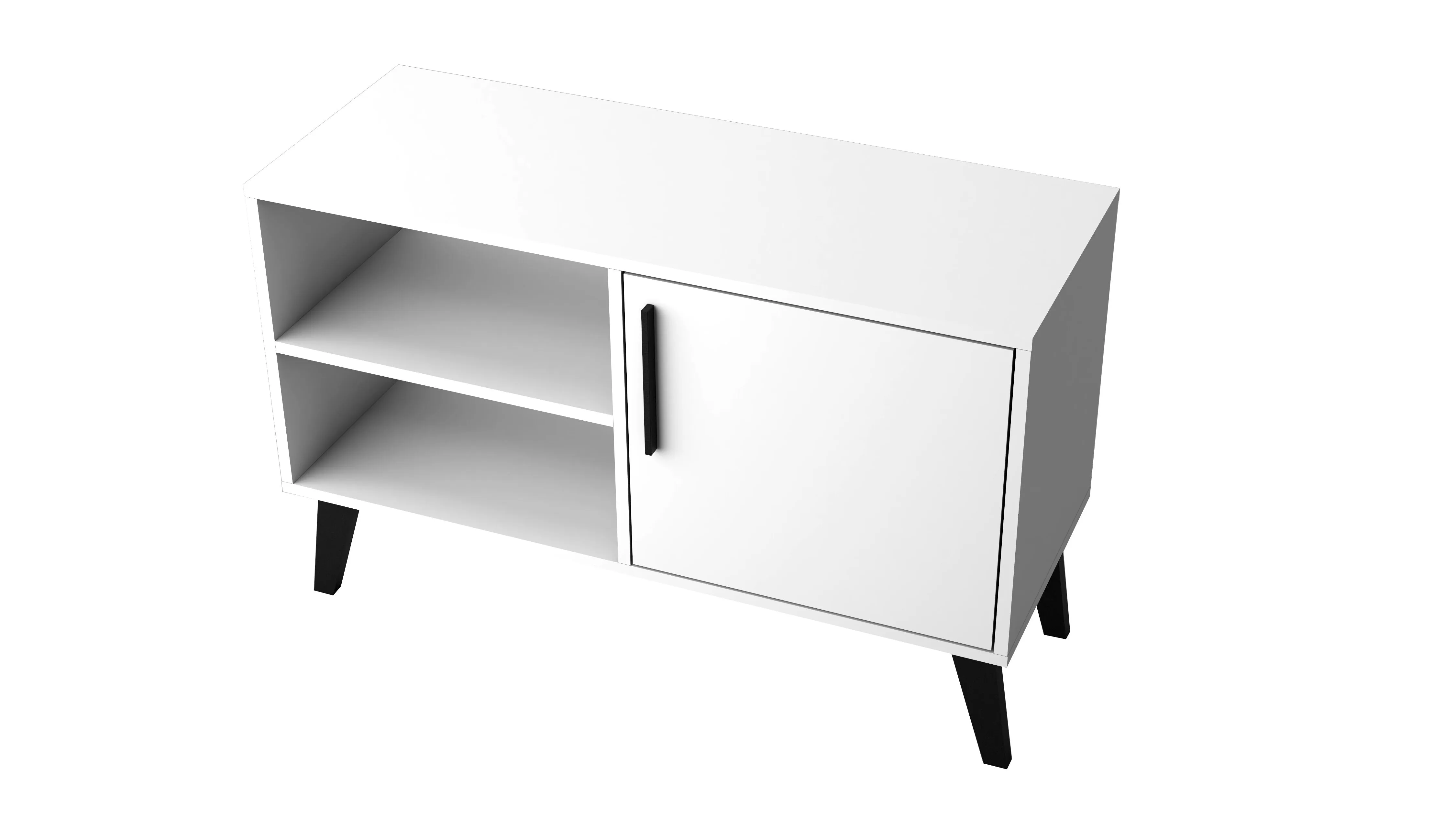 Mid-Century- Modern Amsterdam 35.43" TV Stand with 3 Shelves in White