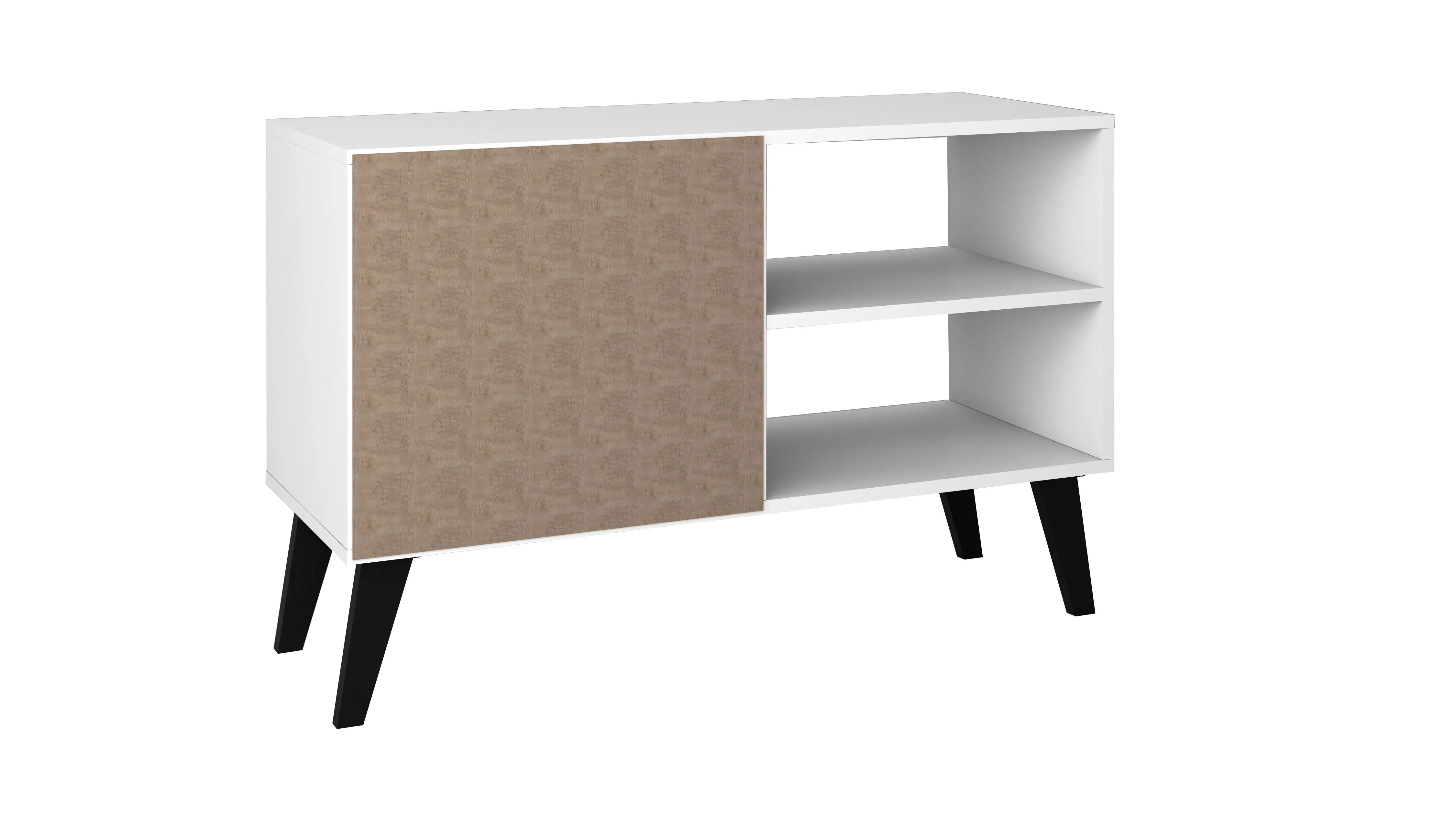 Mid-Century- Modern Amsterdam 35.43" TV Stand with 3 Shelves in White