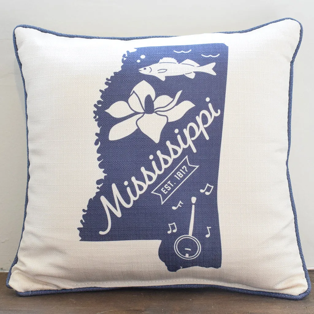 Mississippi Illustration Square Pillow