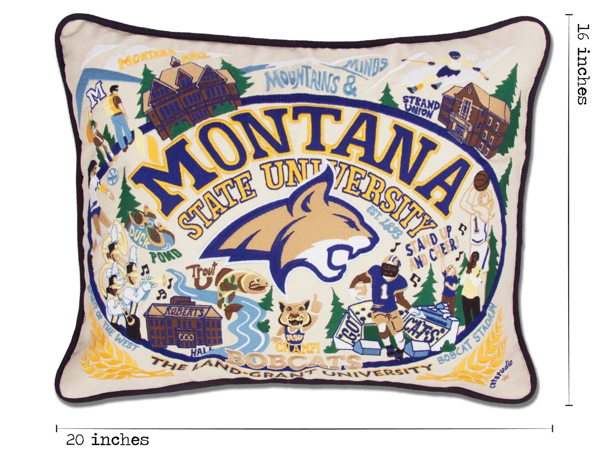 Montana State University Collegiate Embroidered Pillow