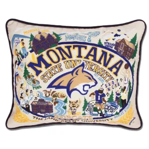 Montana State University Collegiate Embroidered Pillow