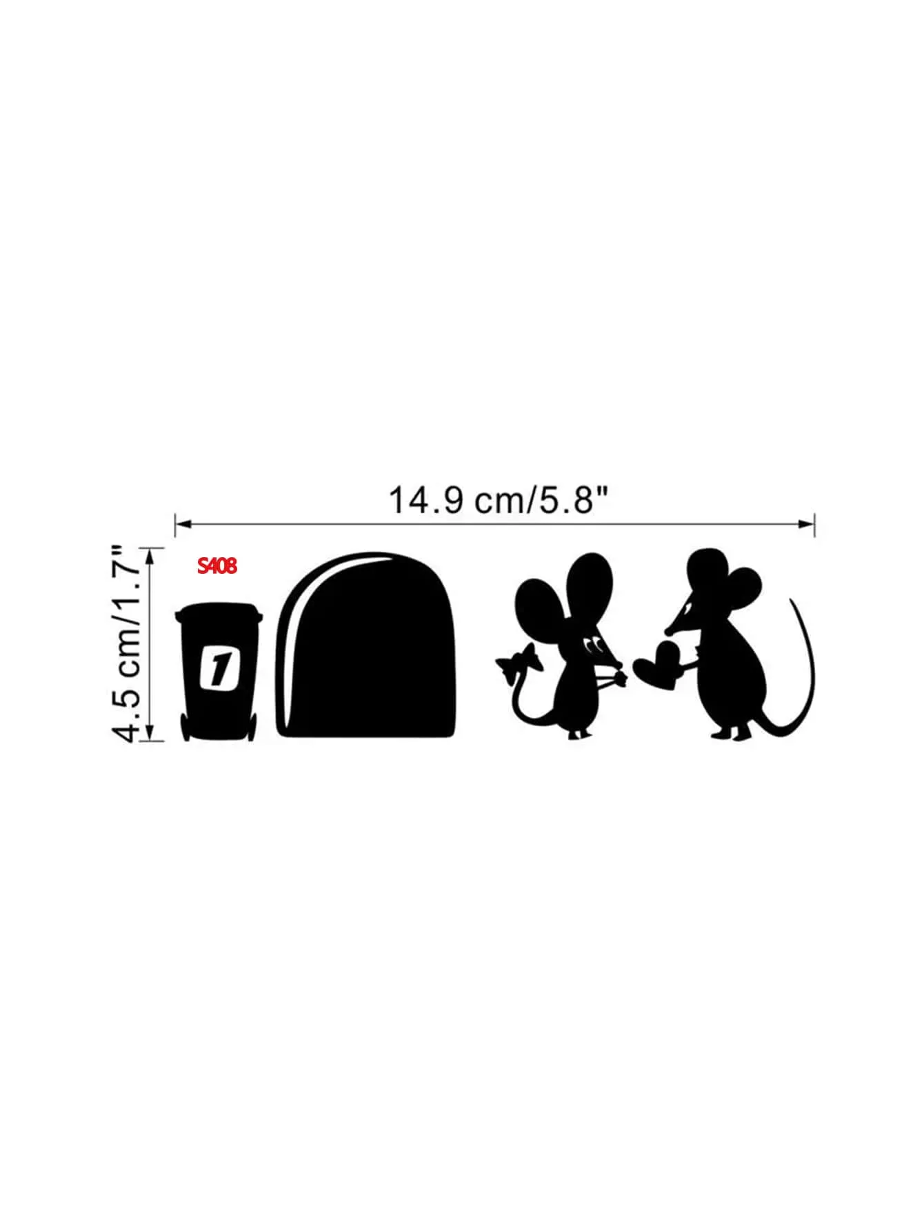 Mouse Love Print Wall Sticker Self-adhesive Wall Art Decor Sticker