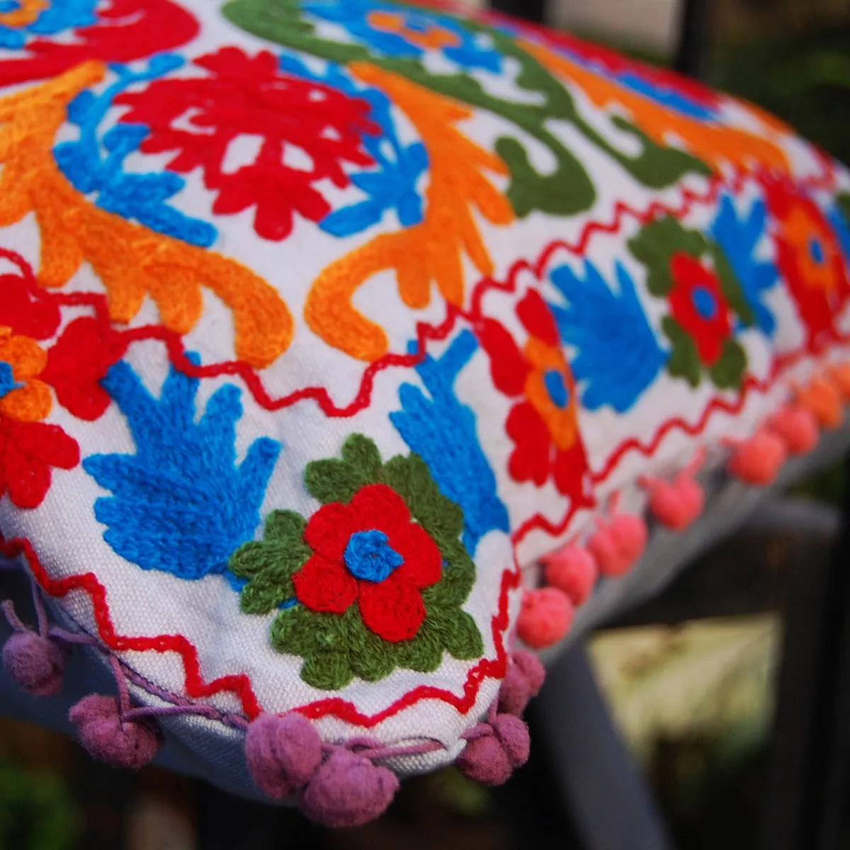 Multi Woolen Embroidered Pillows Suzani Cushion Covers - CraftJaipur