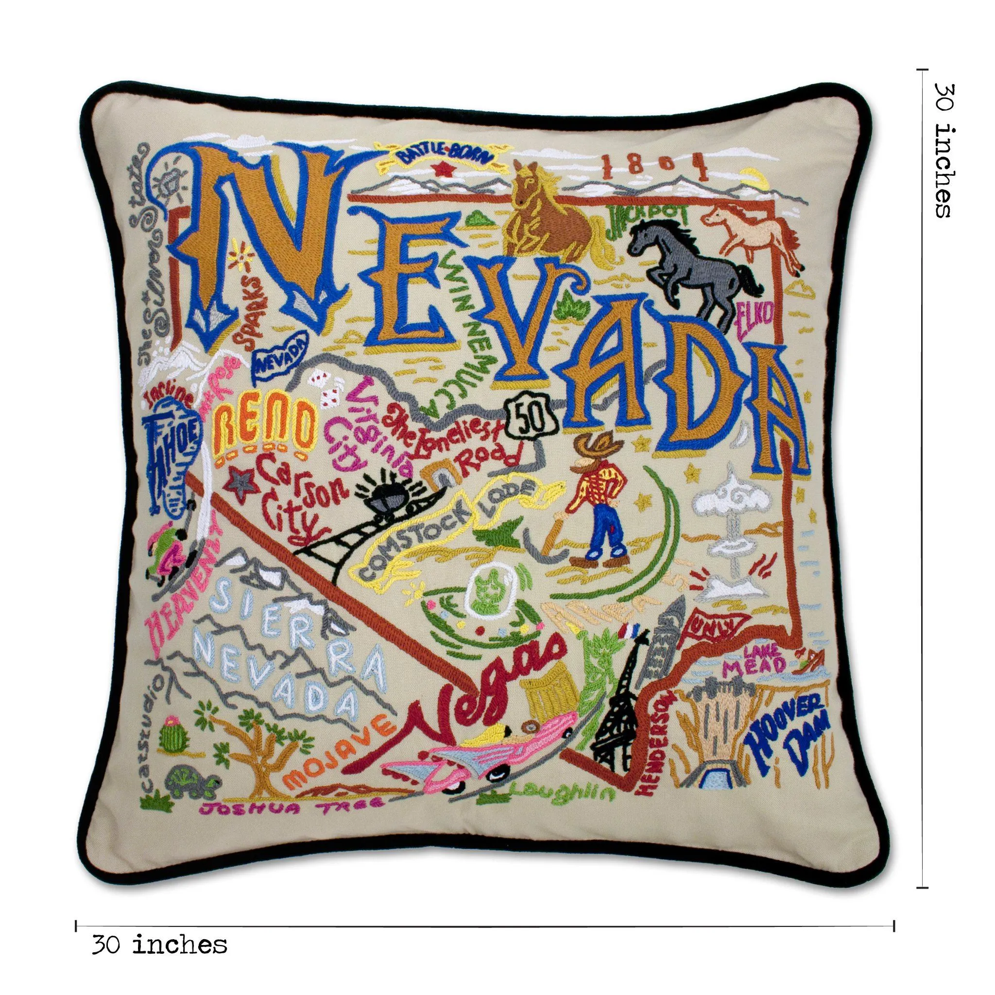 Nevada XL Hand-Embroidered Pillow