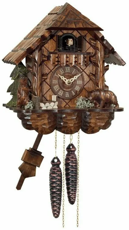 One Day Cuckoo Clock Cottage with Hand-carved Bears