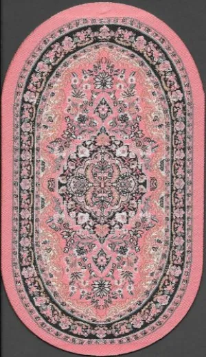 Oval Turkish Woven Area Rug, 5.5" x 3.5", Pinks