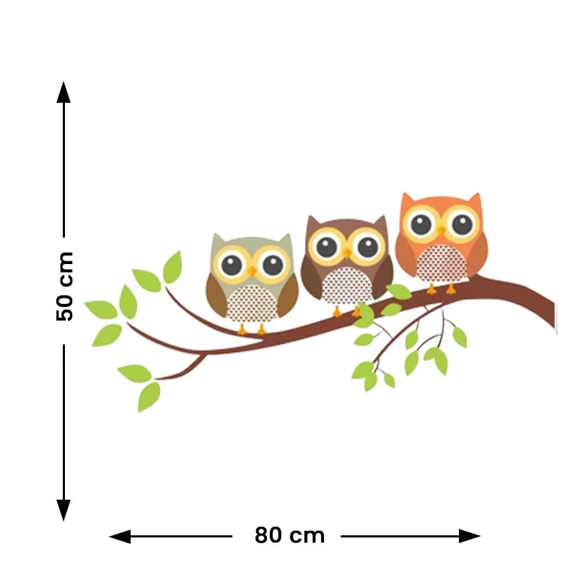 Owl Family of 3 Self Adhesive VinylWaterproof Decorative Wall Stickers for Hall, Bedroom, Kitchen and Furniture