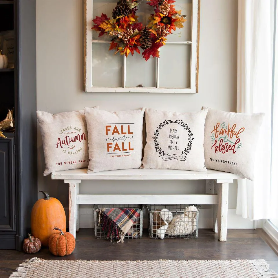 Personalized It's Fall Y'all Throw Pillow Cover