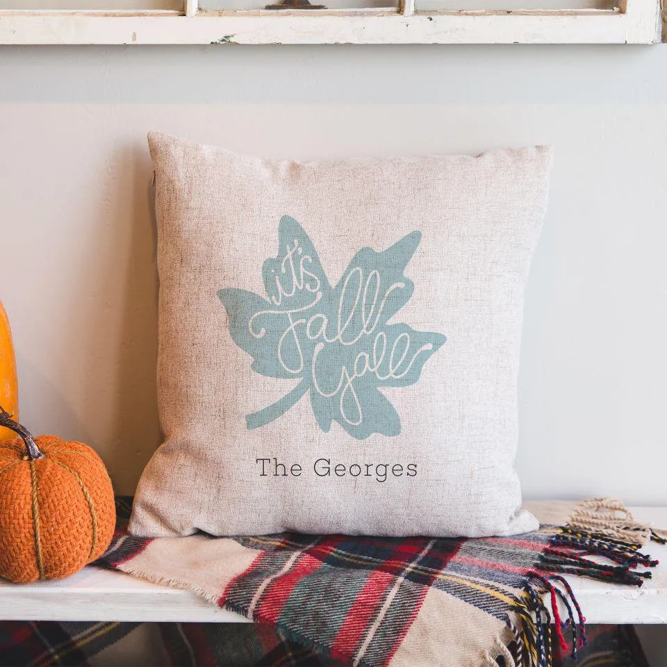 Personalized It's Fall Y'all Throw Pillow Cover