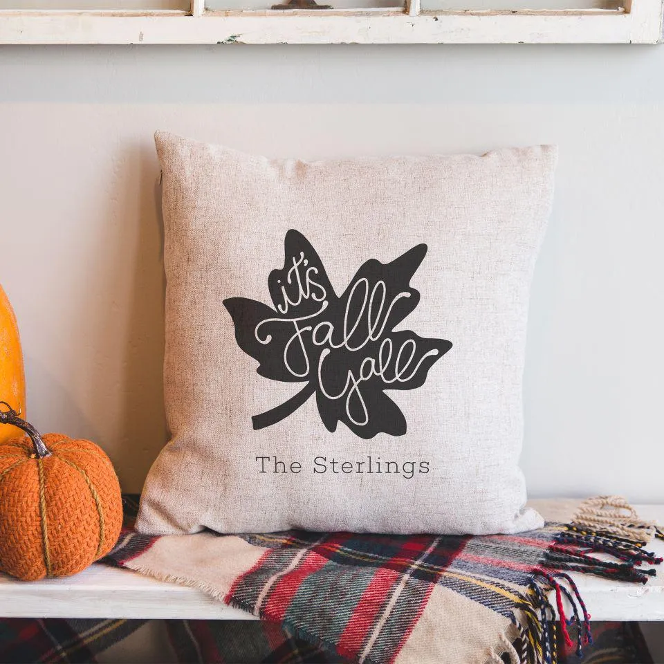 Personalized It's Fall Y'all Throw Pillow Cover