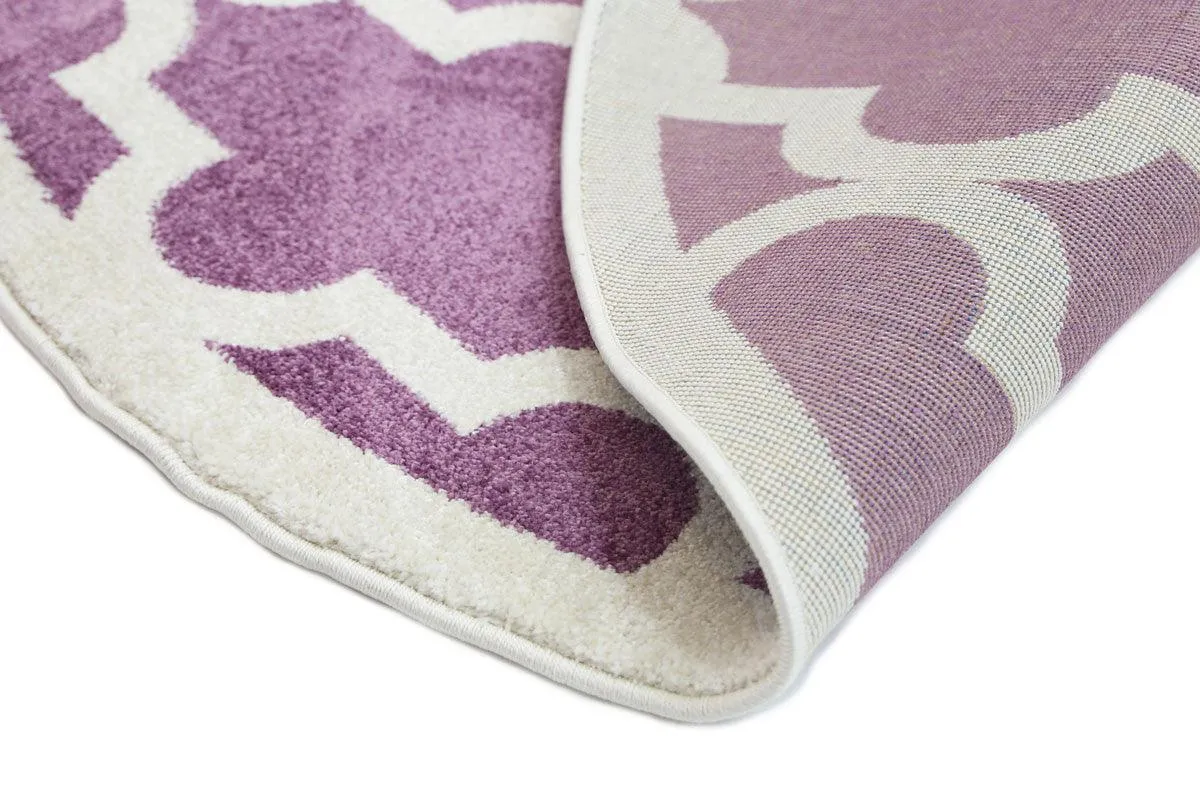 Piccolo Violet Pink and White Lattice Pattern Kids Rug 120x170cm