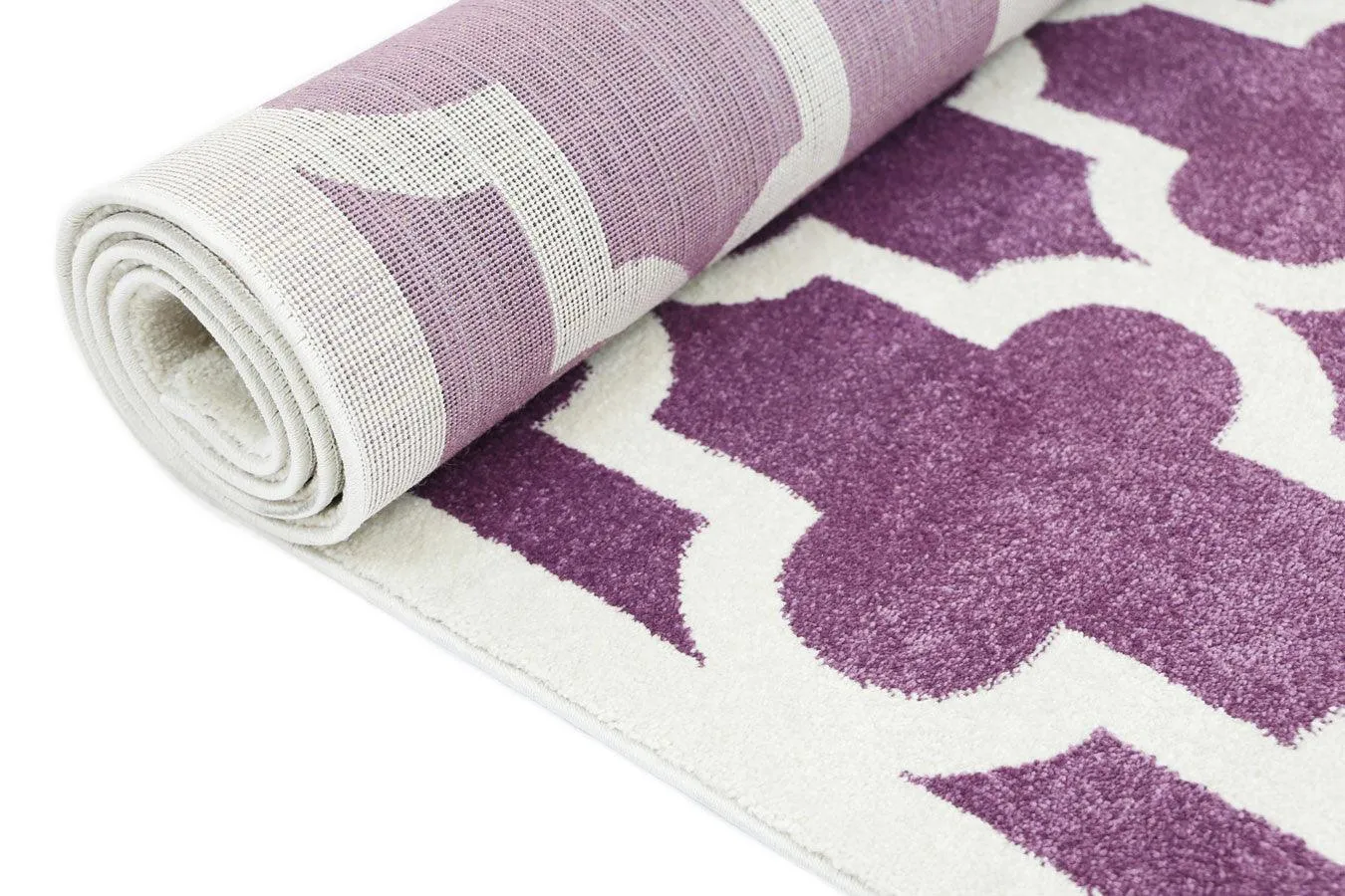 Piccolo Violet Pink and White Lattice Pattern Kids Rug 120x170cm