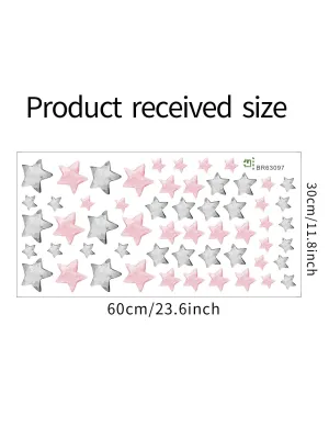 Pink and Grey Stars Wall Sticker Cartoon Self Adhesive Wall Art Decal For Kids