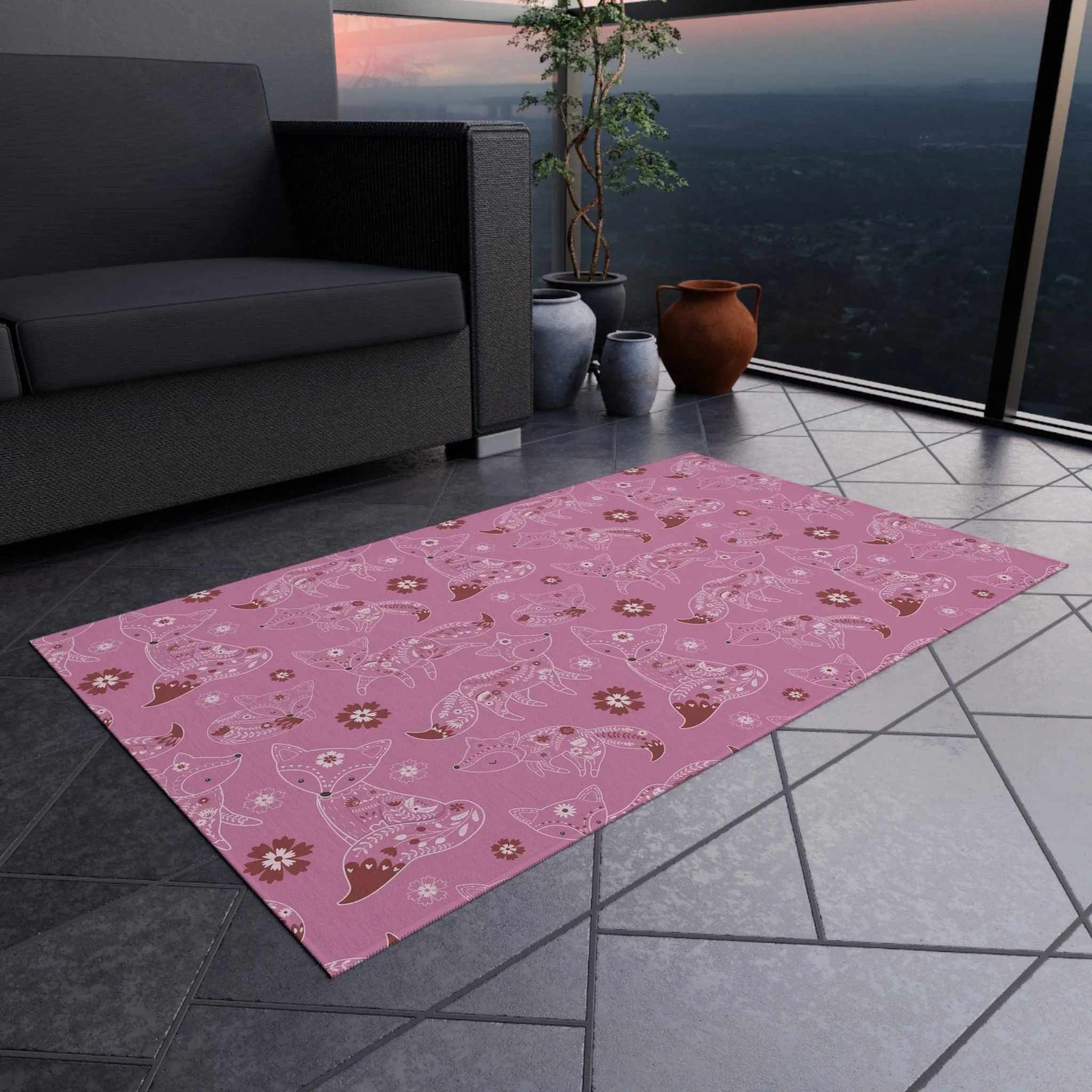 Pink Fox Nursery Rug