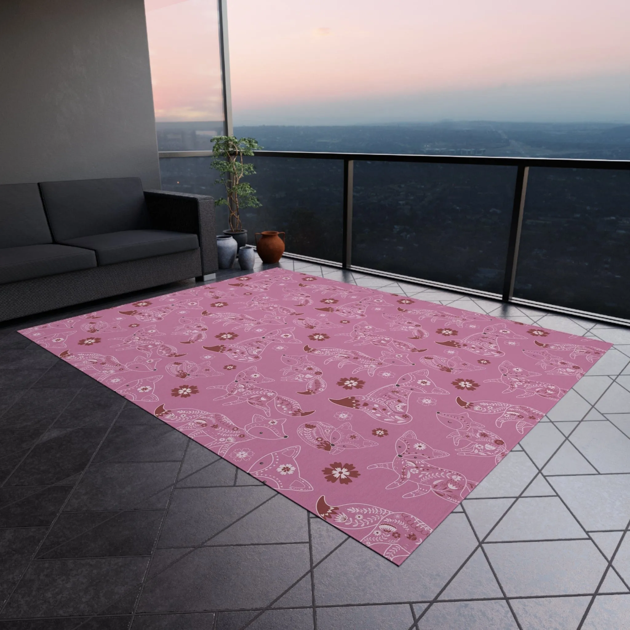 Pink Fox Nursery Rug