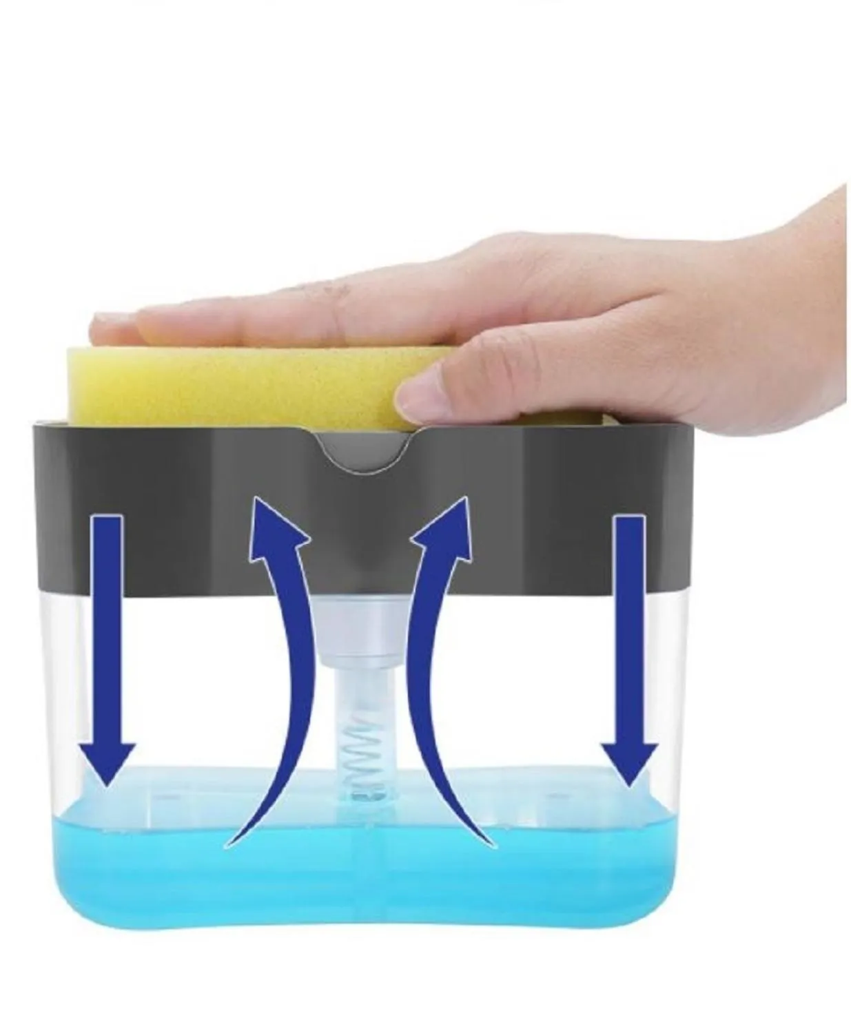 Plastic Liquid Soap Pump Dispenser With Sponge Holder For Kitchen Cleaning Tools