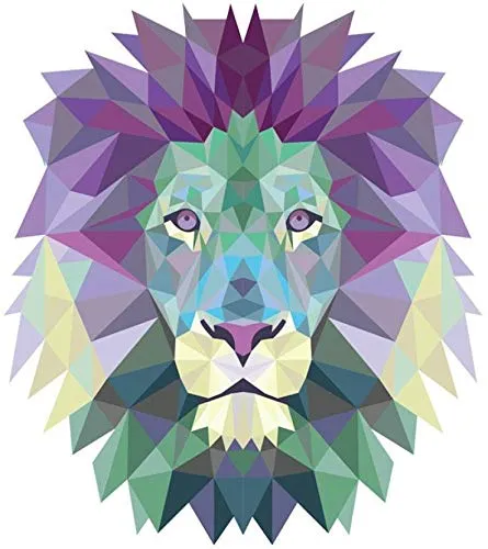 Rangoli Large Modern Art Wall Sticker Mullticolor Vinyl Sticker 40cm or 50 cm Pack of 1, Multicolor, Standard (Modern Art Lion 210)