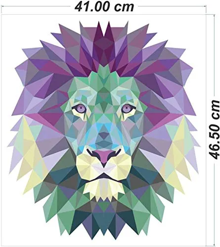 Rangoli Large Modern Art Wall Sticker Mullticolor Vinyl Sticker 40cm or 50 cm Pack of 1, Multicolor, Standard (Modern Art Lion 210)