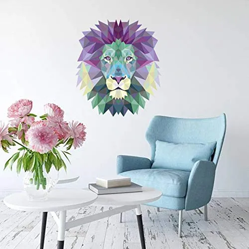 Rangoli Large Modern Art Wall Sticker Mullticolor Vinyl Sticker 40cm or 50 cm Pack of 1, Multicolor, Standard (Modern Art Lion 210)