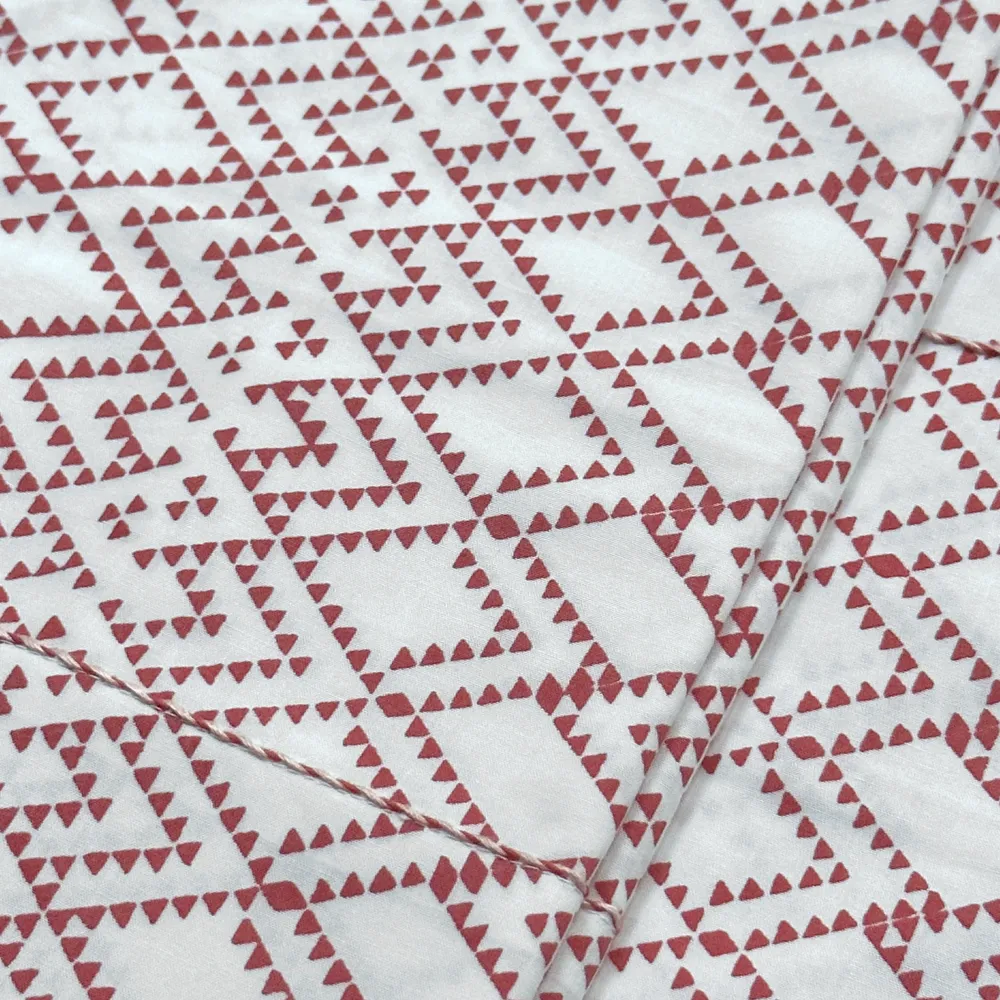 Rasa Block Printed Sheet Set in White Divali & Red