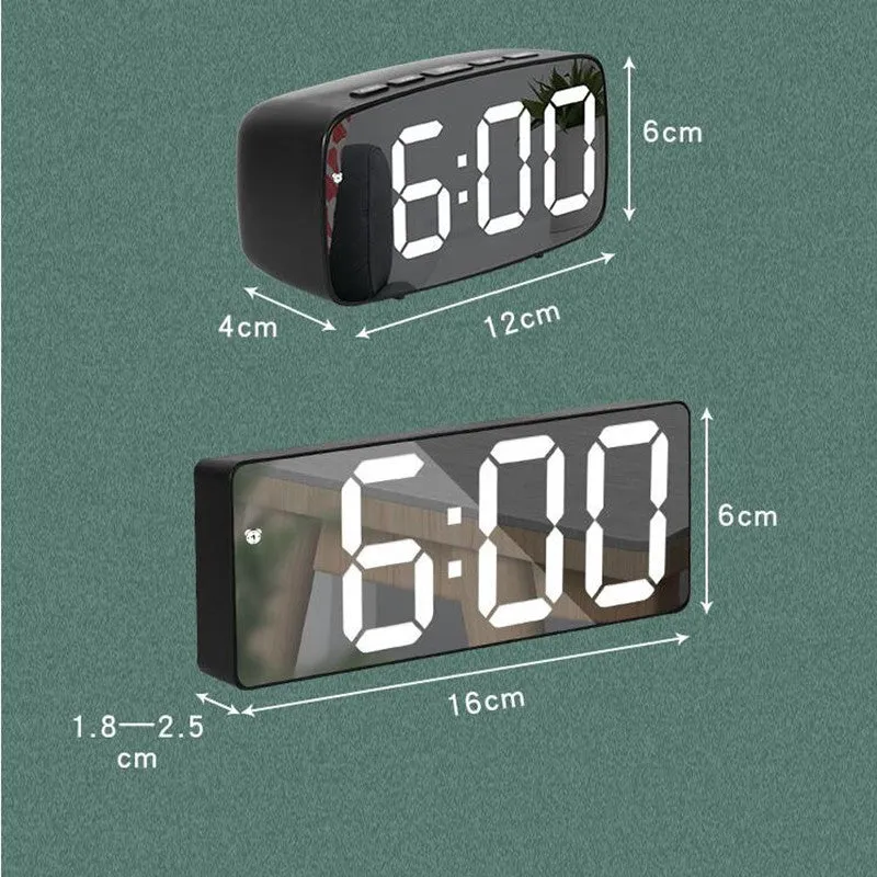 Rechargeable Digital Alarm Clock Voice Control Snooze Night Mode Table Clock Music Electronic LED Clocks Despertador Digital