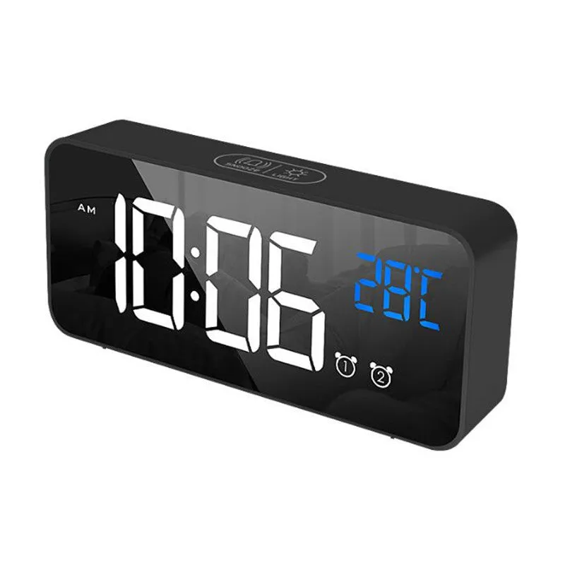 Rechargeable Digital Alarm Clock Voice Control Snooze Night Mode Table Clock Music Electronic LED Clocks Despertador Digital