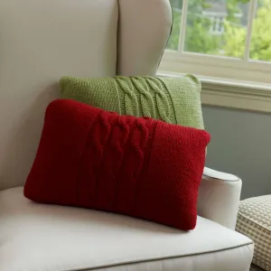 Red Heart Knit Cabled Pillows