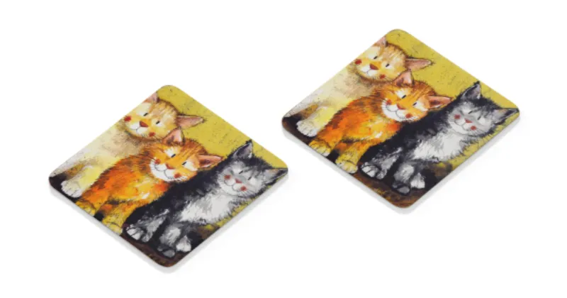 Set of 2 Rodger Dodger Cat Coasters