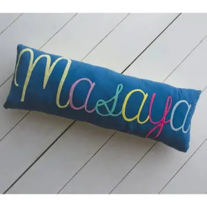 Shape Cushions - Cursive Embroidered Name Pillow - Navy