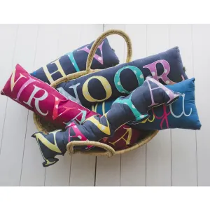 Shape Cushions - Letter Cut Out Name Pillow - Navy Embroidered