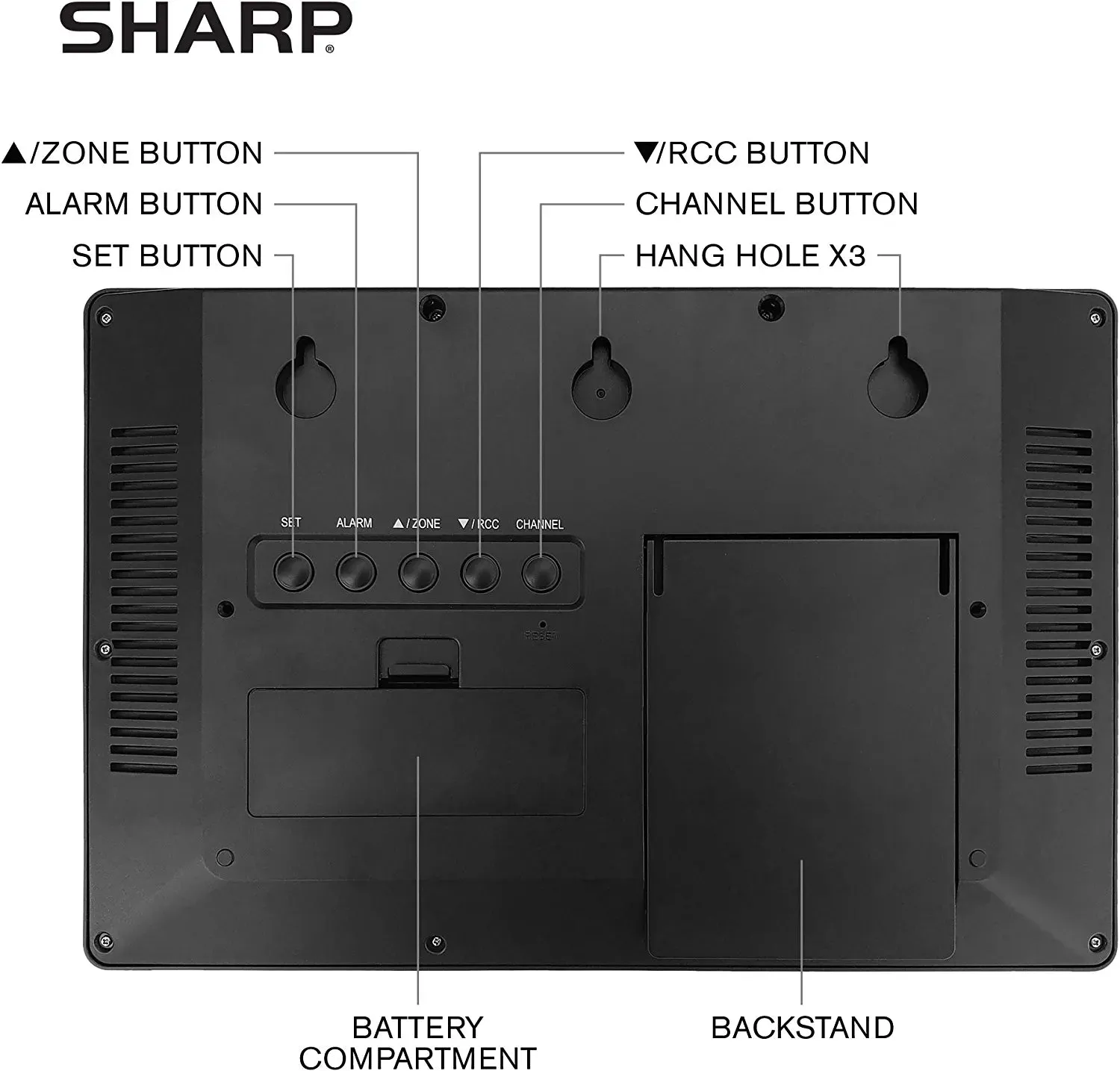 SHARP Atomic Clock - Never Needs Setting! –Easy to Read Numbers - Indoor/ Outdoor Temperature, Wireless Outdoor Sensor - Battery Powered - Easy Set-Up!! (4" Numbers)