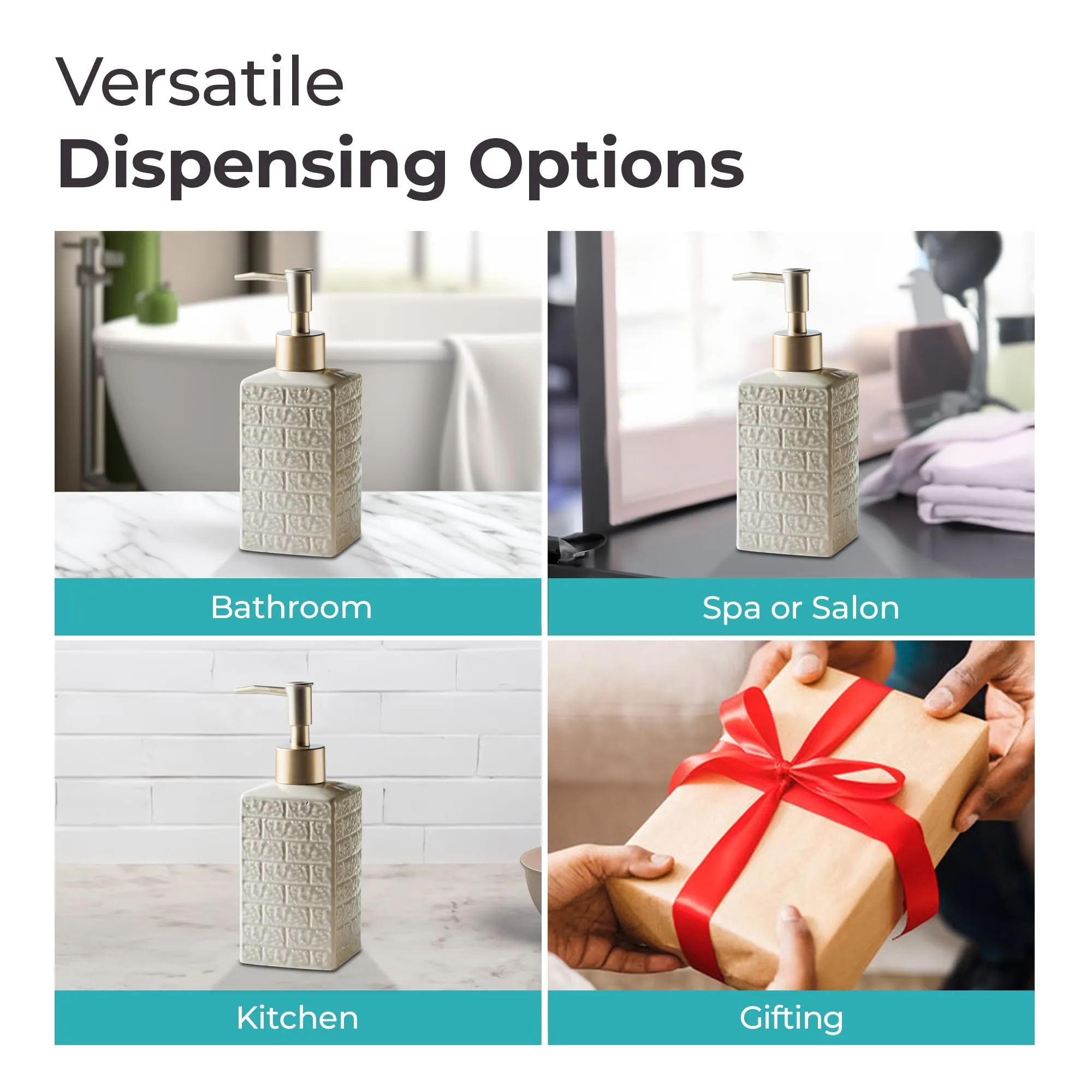 The Better Home 350ML Khaki Ceramic Soap Dispenser for Bathroom | Bathroom Accessories | Handwash Dispenser | Liquid Soap Dispenser for Kitchen | Handwash Bottle | Hand Wash Dispensers Pump