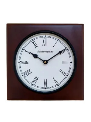 The Brown Story Analog Non-Ticking Silent Table Clock for Home, Living Room, Bedroom, Office I Wooden | Antique | Vintage | Desk Clock (BST02NM, 8 Inch)