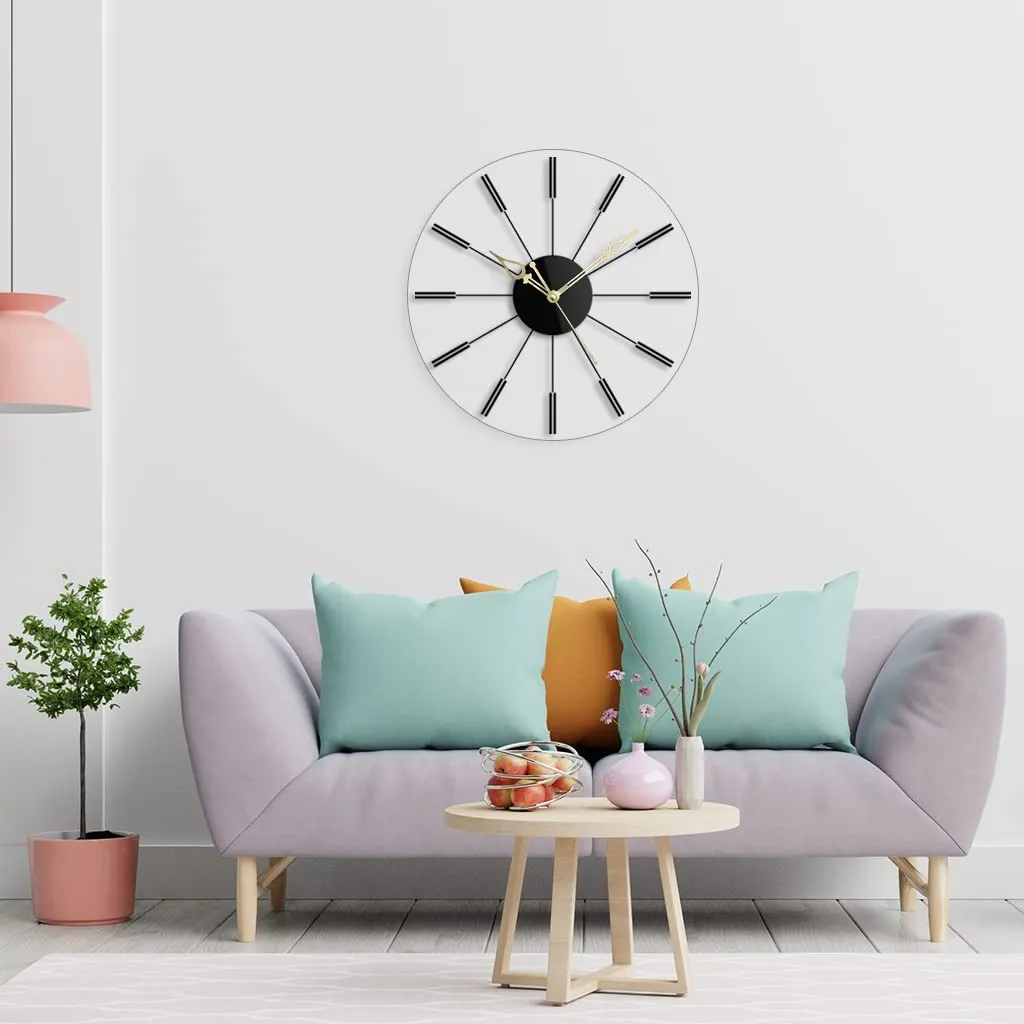 The Next Decor Round Shape Acrylic Simple Star Analog Wall Clock For Living Room Home Bedroom & Office Wall Decoration (Transparent, 15 Inch)